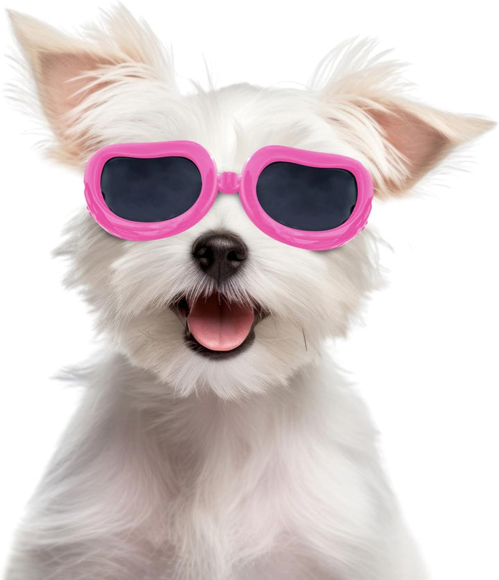 Dog Goggles Small Breed, UV Protection Dog Sunglasses Small Breed, Driving Puppy Eye Protection, Windproof Dustproof Anti-Fog, Breathable, Adjustable Straps, Black