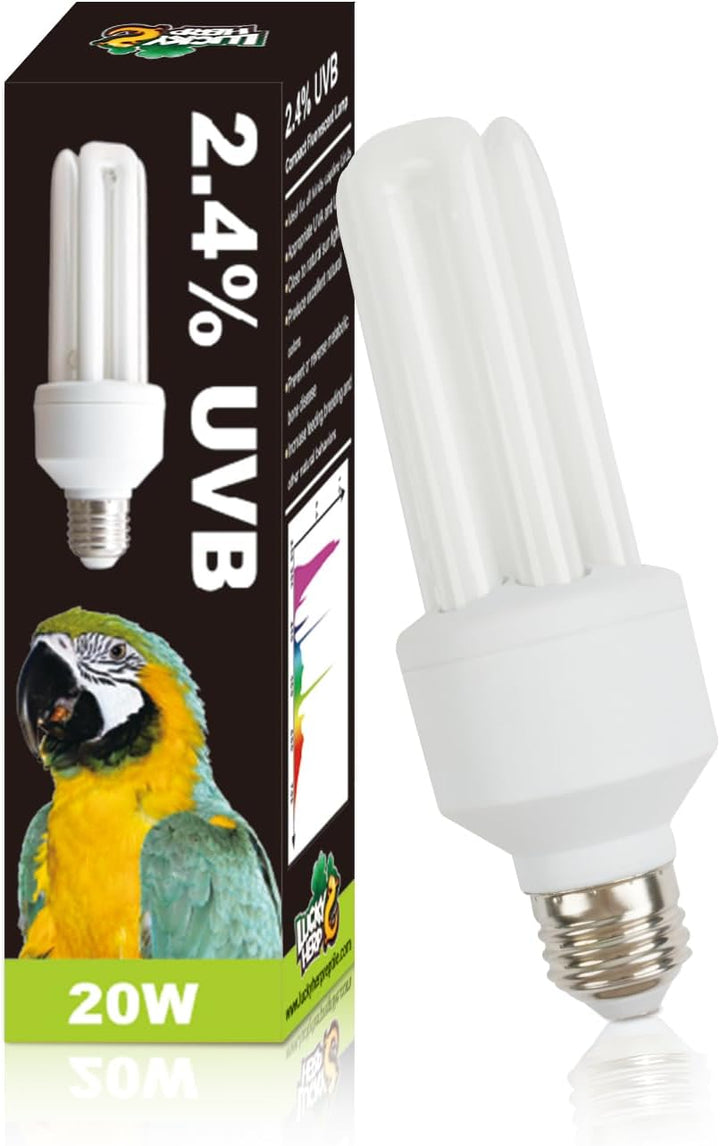 UVA UVB Light Bulb for Birds 2.4 UVB 20W Compact Flourescent Lamp for All Kinds Captive Birds