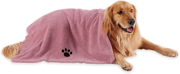 Pet Grooming Towel Collection Absorbent Microfiber X-Large, 41X23.5", Embroidered Gray