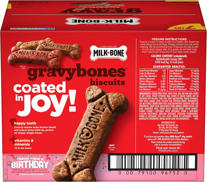 Gravy Bones Dog Treats with 4 Savory Meat Flavors Coated in Gravy, 7 Pound