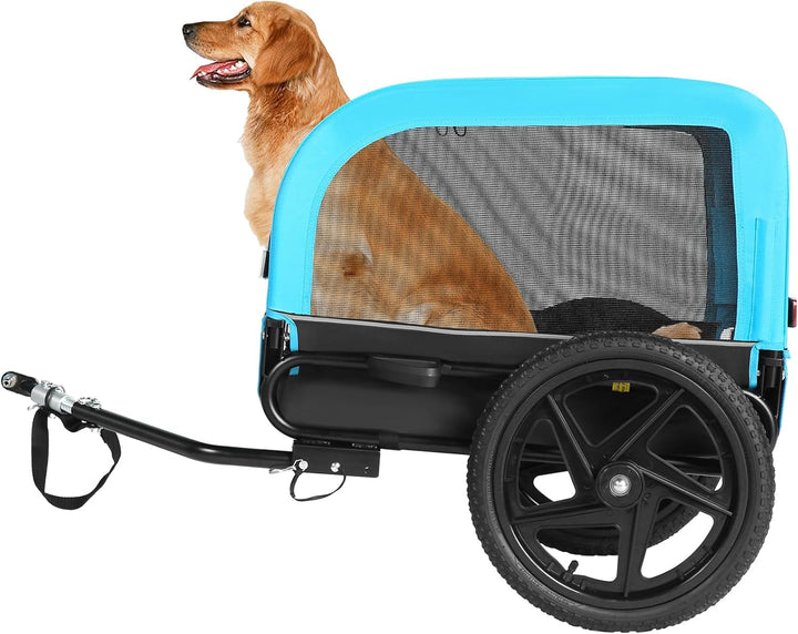 Dog Bike Trailer, Dog Cart for Bicycle, Suitable for Small and Medium Pets, Easy Folding Cart Frame, Quick Release Wheel, Non-Slip Floor, Internal Leash, 66LBS Grey