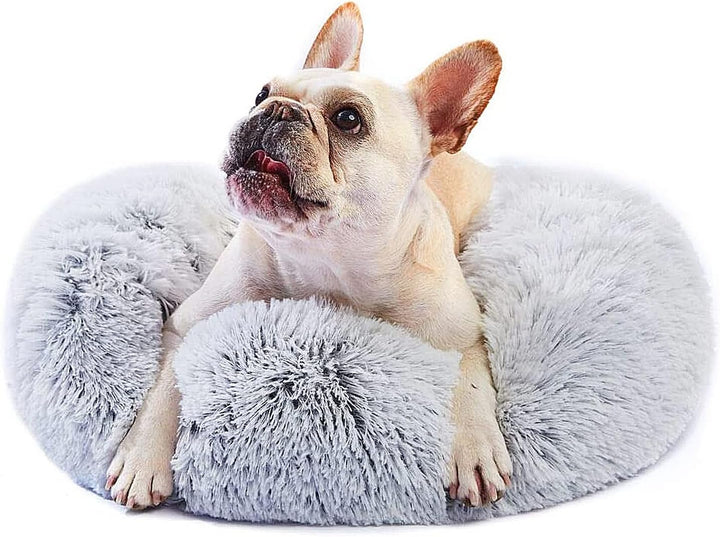 Small Calming Dogs Bed for Small Dogs Anti-Anxiety Machine Washable Fluffy Luxury Anti-Slip Waterproof Mute Base Warming Cozy Soft Pet Puppy round Bed