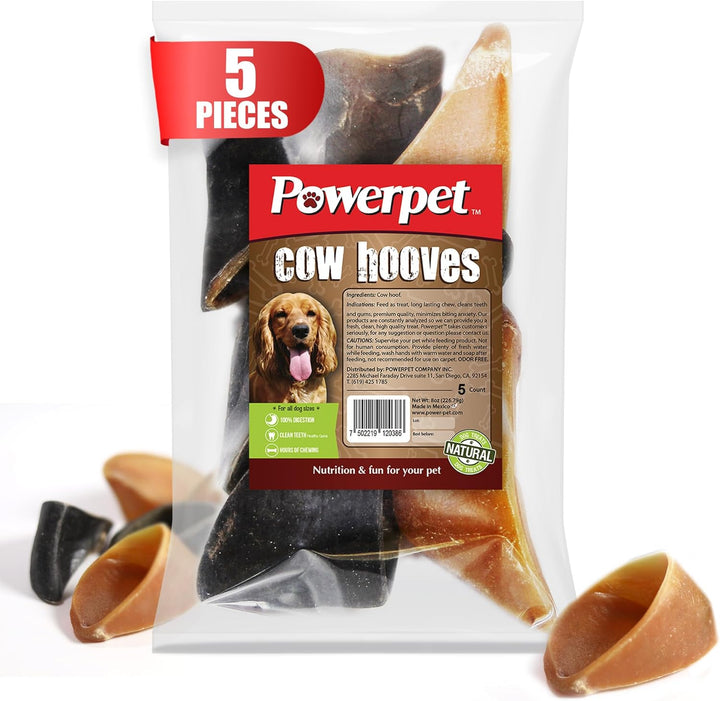 100% Natural Cow Hooves for Dogs – Durable Chews & Dental Treats for All Dog Breeds & Sizes, Helps Reduce Tartar & Boredom, Large Hoofs for Chewing, Supports Clean Teeth & Gums, 5 Pack