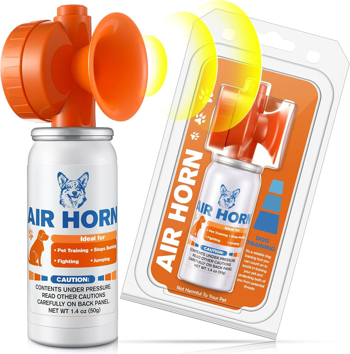Air Horn, 1.4 Oz 120 Db Loud Pet Trainer to Stop Dog Attacking Barking Fighting Jumping, Coyotes Air Horn for Safety, Protect Yourself & Pet While Walking, Orange(2 Pack)