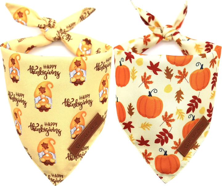 Halloween Dog Bandanas 2 Pack, Reversible Orange Pumpkin Pet Scarf for Boy and Girl, Premium Durable Fabric, Holiday Bandana for Small Medium Large and Extra Large Dogs (Large)