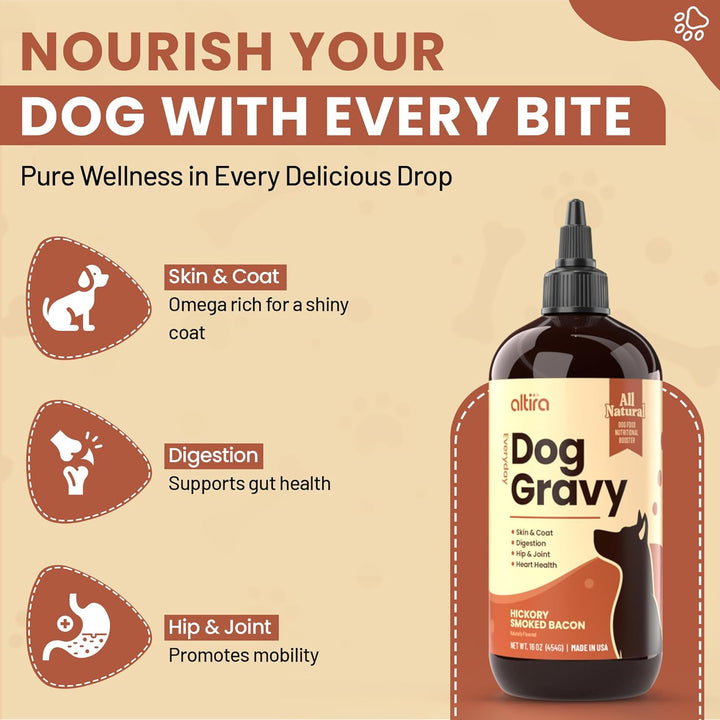 Everyday Dog Gravy Bacon – Premium Wet Dog Food Gravy Toppers for Dry Food – Tasty & Nutritious Dogs Gravy with Essential Vitamins and Supplements – Hip and Joint Supplement