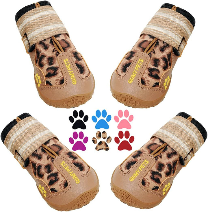 Dog Shoes for Large Dogs, Medium Dog Boots & Paw Protectors for Winter Snowy Day, Summer Hot Pavement, Water-Resistant in Rainy Weather, Outdoor Walking, Indoor Hardfloors Skid-Resistant Sole