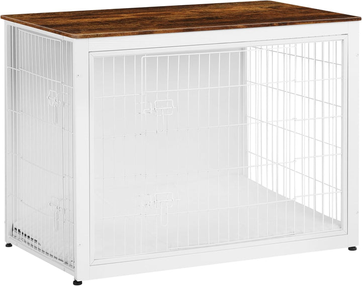 Dog Crate Furniture with Cushion, Wooden Kennel Table with Double Doors, Indoor Dog House, Small/Medium/Large/Extra Large Size, 27.2" L, Rustic Brown