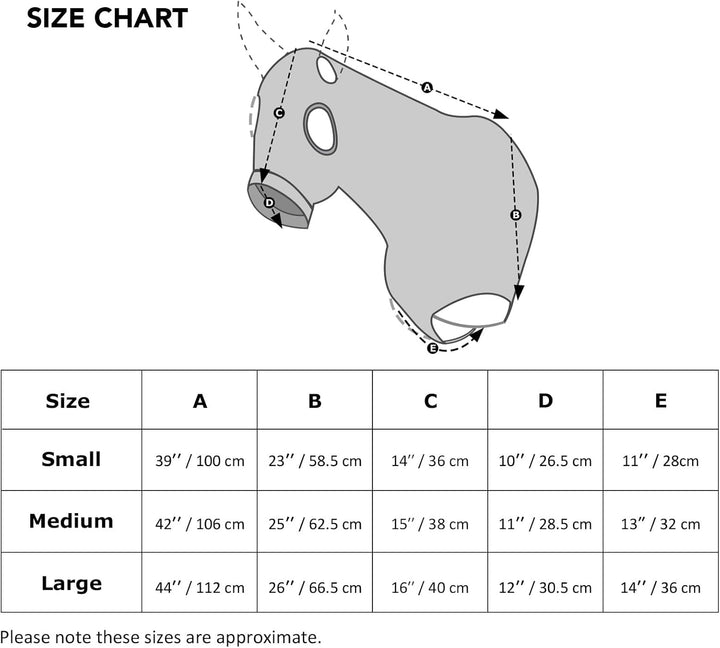 Horse Stretch Hood without Ears Snug Fitting Hood with Zip Closure Covers Face, Shoulders, Mane, Chest and Withers Perfect for Show/Event Preparation - Blue