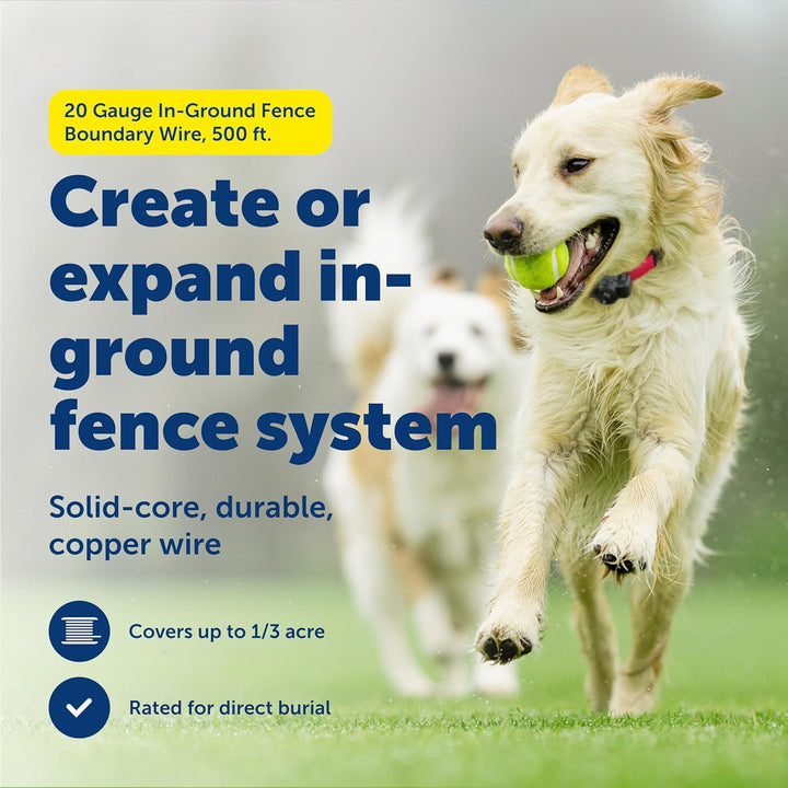 Underground Dog Fence Wire (500 Foot) Create Your  Boundary, Electric Dog Fence Wire (Yellow) - from the Parent Company of IFB