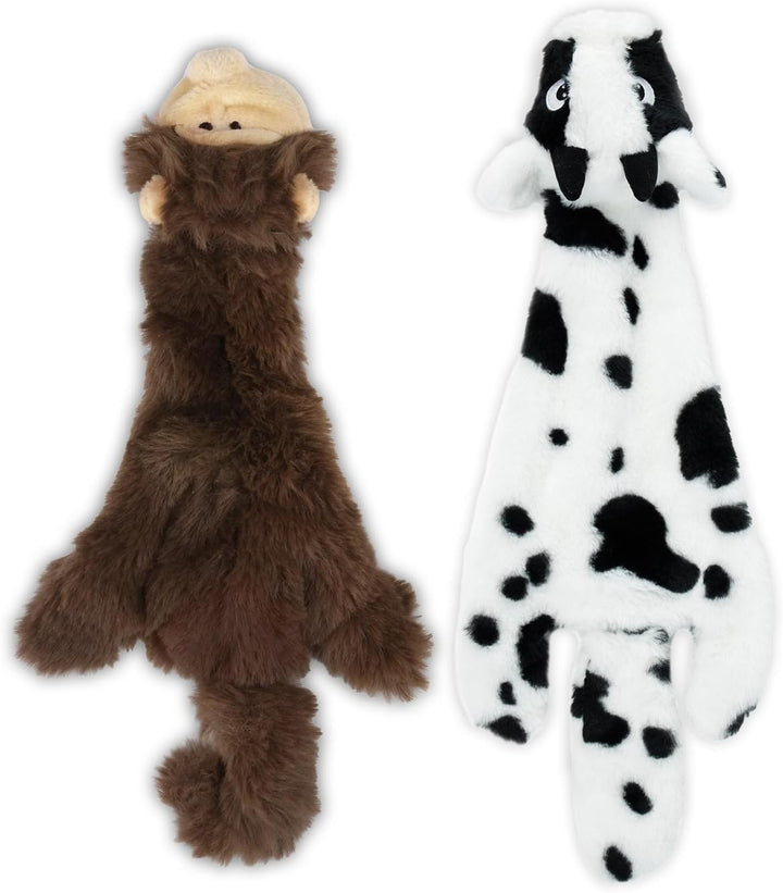 2-In-1 Stuffless Squeaky Dog Toys with Soft, Durable Fabric for Small, Medium, and Large Pets, No Stuffing for Indoor Play, Supports Active Biting and Play - 4 Figures, Small