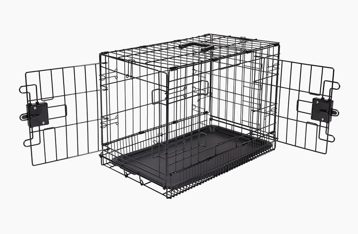 Durable, Foldable Metal Wire Dog Crate with Tray, Double Door, 36 X 23 X 25 In, Black