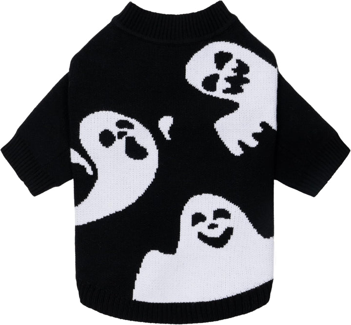 Pumpkin Dog Sweater, Thanksgiving Outfit for Small Dogs Boy Girl, Pet Outfit, Orange, Beige, Medium