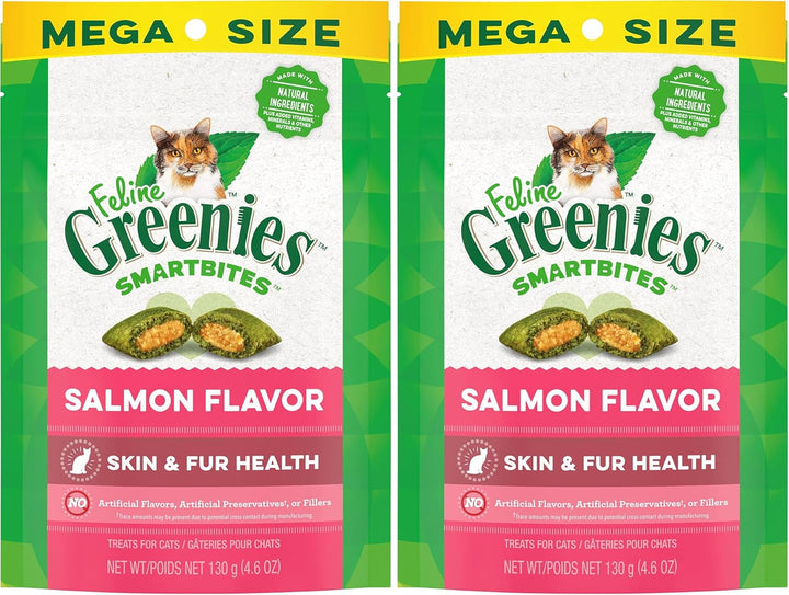 Feline Smartbites Skin & Fur Health Crunchy and Soft Cat Treats, Salmon Flavor, 4.6 Oz. Pack