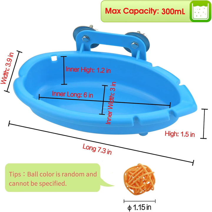 Bird Bath for Cage-Small Tub Bowl for Hang inside Cage Birdbath Shower for Parrot/Parakeets/Cockatiels/Canary/Budgerigar (Blue)