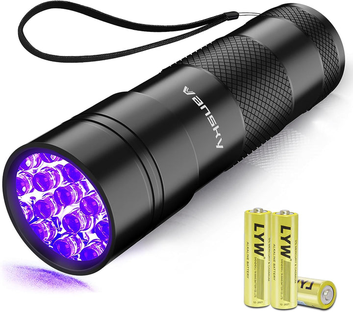 Black Light UV Flashlight, Blacklight 12 LED Urine Detector for Dog/Cat/Pet Urine & Dry Stains and Bed Bug on Carpets/Rugs/Floor,Matching with Pet Odor Eliminator