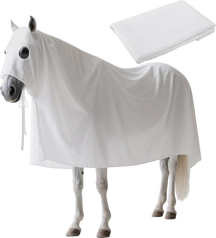 Halloween Ghost Horse Costume, Horses White Boo Ghost Cloak with Straps, Spooky Bull Ghosts Sheet Cosplay for Halloween Animal Themd Party Decoration