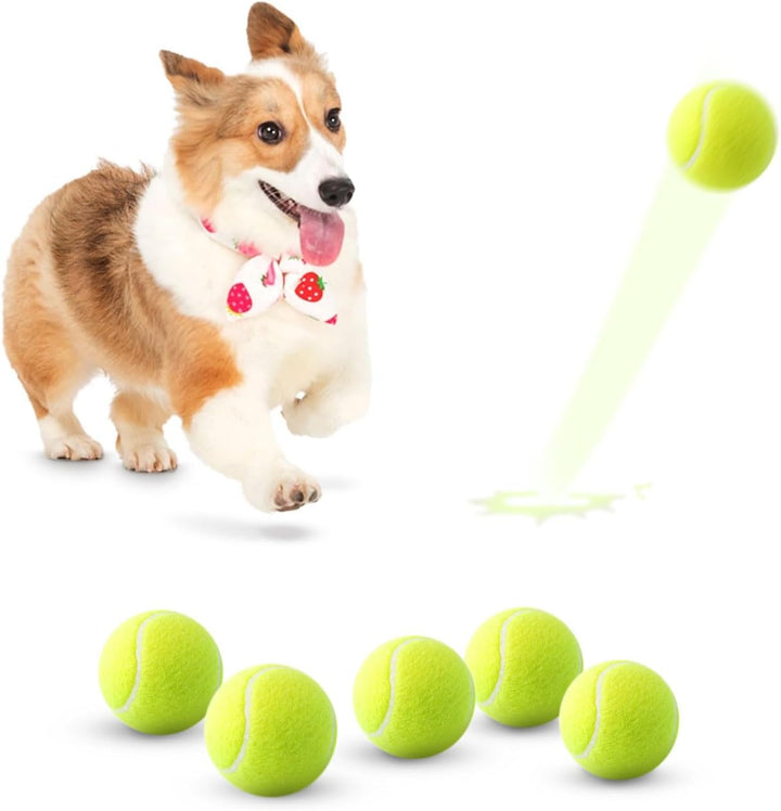 Automatic Dog Ball Launcher, Dog Ball Thrower with 15 Mini Tennis Balls Sizing 2 Inch and Mesh Bag, Interactive Dog Toys Tennis Ball Launcher for Small Dogs with 3 Distance Settings