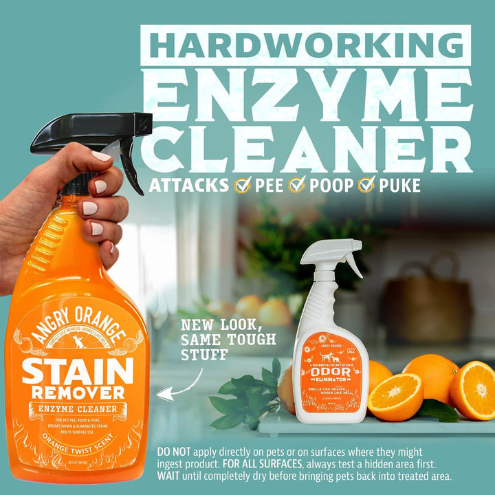 Stain Remover - 32Oz Enzyme Pet Cleaner - Dog & Cat Urine Destroyer and Stain Remover - Citrus Spray Cleaning Solution - Puppy Supplies