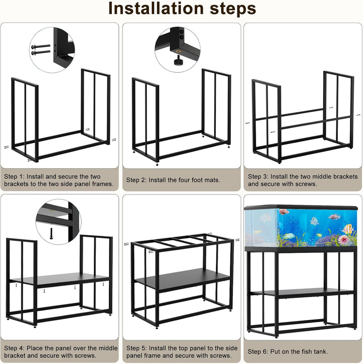 40 Gallon Fish Tank Stand 660LBS Capacity for Aquarium Stand Metal Fish Tank Stand 38.2"X18.5"X29.5" Dual-Layer Design Terrarium Stand Ideal for Home and Office