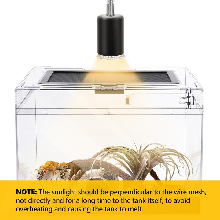 Reptile PC Terrarium,Anti Breakage 12X7X9 Inch Insect Amphibians Tank Spider Starter Kits,Top Sliding Door Screen Ventilation Mini Gecko Habitat Cages,Hygrometer Thermometer,Hide Cave,Tweezer,Sprayer