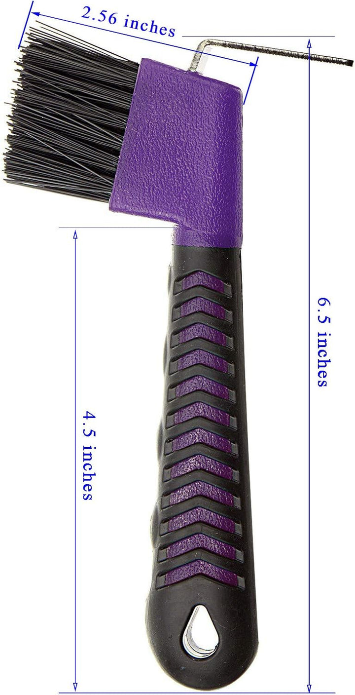 4Pcs Horse Hoof Pick Brushes, with Soft Touch Rubber Handle