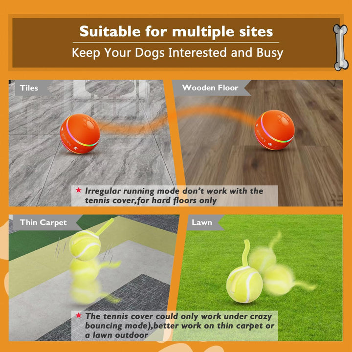 Interactive Dog Toys Dog Ball,[2025 Newly Upgraded] Durable Motion Activated Automatic Rolling Ball Toys For/Small/Medium/Large Dogs,Usb Rechargeable(Orange)