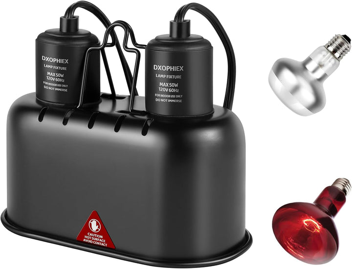 5.5Inch Deep Dome Reptile Heat Lamp Reptile Light Fixture UVB Light Fixture Max 100W for Bearded Dragon, Turtles, Snake and Lizard Terrarium