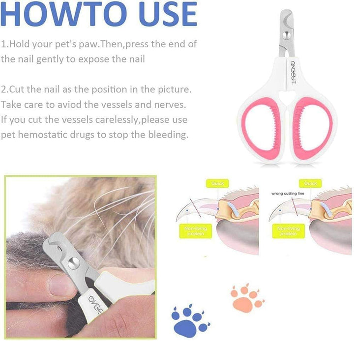Pet Nail Clippers, Update Version Cat & Kitten Claw Nail Clippers for Trimming, Professional Pet Nail Clippers Best for a Cat, Puppy,Rabbit, Kitten & Small Dog,Sharp & Safe (Pink)