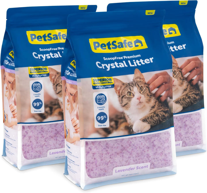 Scoopfree Premium Crystal Cat Litter - Ultra-Absorbent Silica Universal Litterbox Crystals - Non-Clumping Odor Control - Fresh Scent - 8 Lb Bag