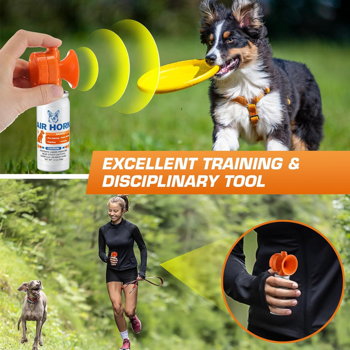 Air Horn, 1.4 Oz 120 Db Loud Pet Trainer to Stop Dog Attacking Barking Fighting Jumping, Coyotes Air Horn for Safety, Protect Yourself & Pet While Walking, Orange(2 Pack)