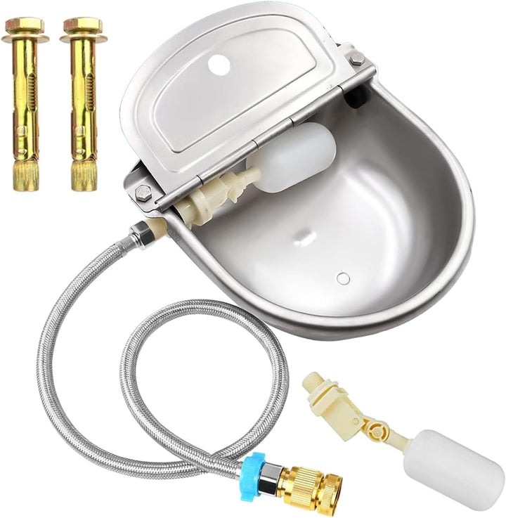 2 Pack Float Valve Stable Water Automatic Pet Water Dispenser Shut off 1/2" Automatic Waterer Bowl Fill Feed Water Trough with Adjustable Arm Horse Cattle Sheep Pig Dog