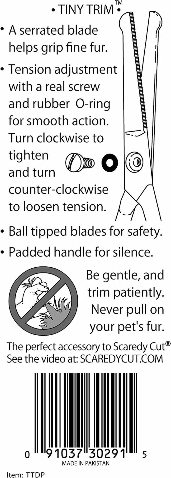 Tiny Trim 4.5" Ball-Tipped Scissor for Dog, Cat and All Pet Grooming - Ear, Nose, Face & Paw - 'S Small Safety Scissor Blue