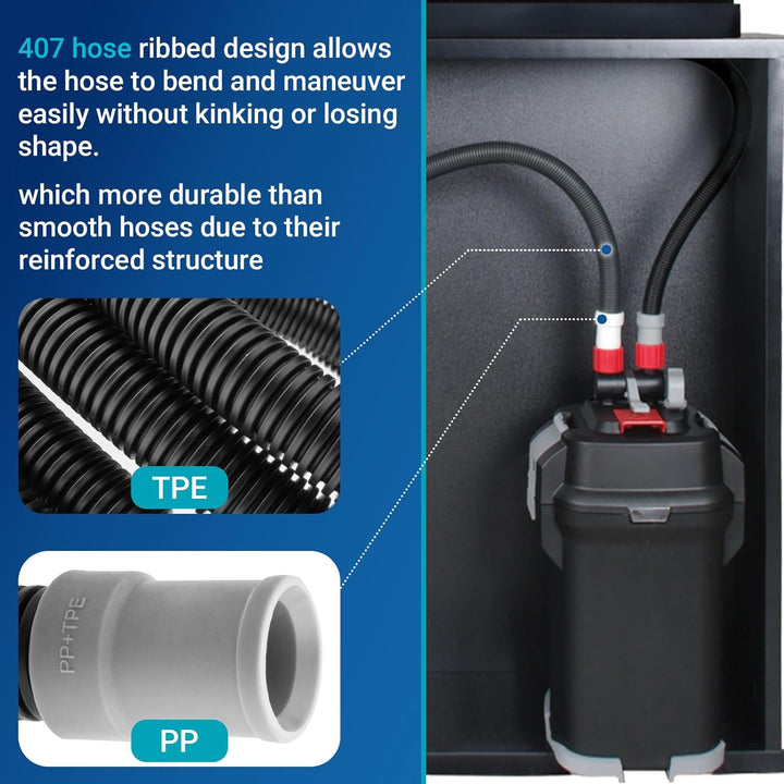 Aquarium Ribbed Hosing for Fluval 407 307 Replacment Parts, Aquarium Pumps & Filters 406 306 Hose, Aquarium Tubing Compatible with Fluval Hose A20015