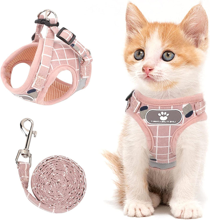 Cat Vest Harness and Small Dog Vest Harness for Walking, All Weather Mesh Harness, Cat Vest Harness with Reflective Strap, Step in Adjustable Harness for Small Cats (Red, XS)