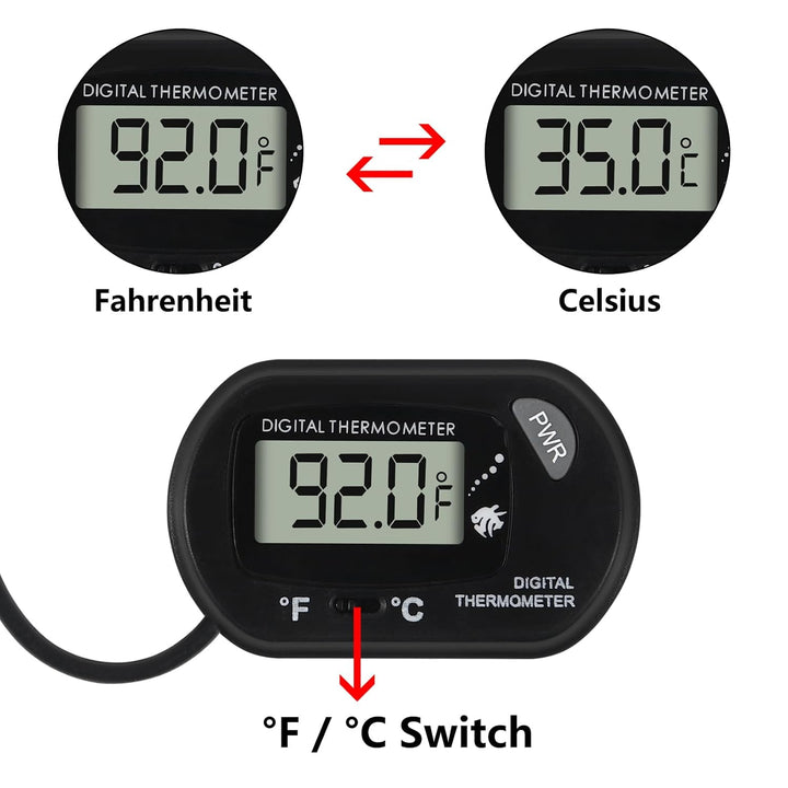 4Pcs Aquarium Thermometer Fish Tank Thermometer Reptile Fahrenheit Terrarium Water Temperature Indicator Test Digital with LCD Display Fahrenheit/Celsius
