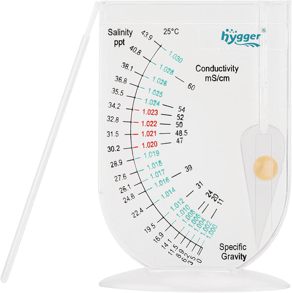 Salinity Tester, Transparent Acrylic Aquarium Hydrometer Sea Specific Gravity Test Salinity Meter for Fish Tank Pond Water Saltwater Freshwater, Accurate Automatic Hydrometer