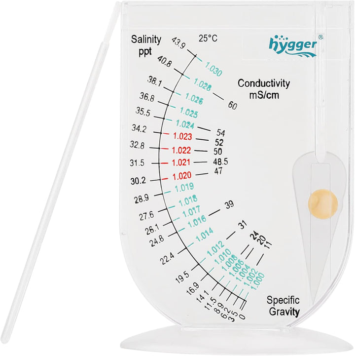 Salinity Tester, Transparent Acrylic Aquarium Hydrometer Sea Specific Gravity Test Salinity Meter for Fish Tank Pond Water Saltwater Freshwater, Accurate Automatic Hydrometer