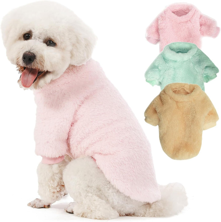 Dog Sweater, 3 Pack Dog Sweaters for Small Dogs, Dog Clothes for Small Dogs Girl Boy, Ultra Soft and Warm Puppy Sweater Dog Coat for Winter Christmas (S, Pink+Purple+Peach)