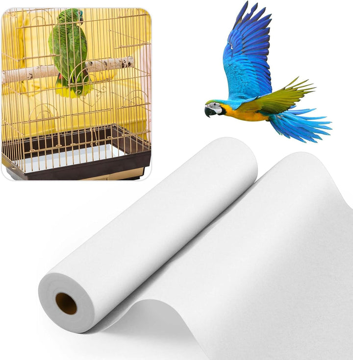 100 Ft X 22 Inch Bird Cage Liner Disposable Cages Cushion Pad Mat Precut Absorbent Bird Cage Paper Large Parakeet Cage Liners Accessories for Pet Animal Bird Parrot (White)