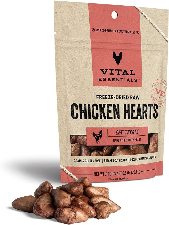 Chicken Hearts Cat Treats, 1 Oz | Freeze-Dried Raw | Single Ingredient | Grain Free, Gluten Free, Filler Free