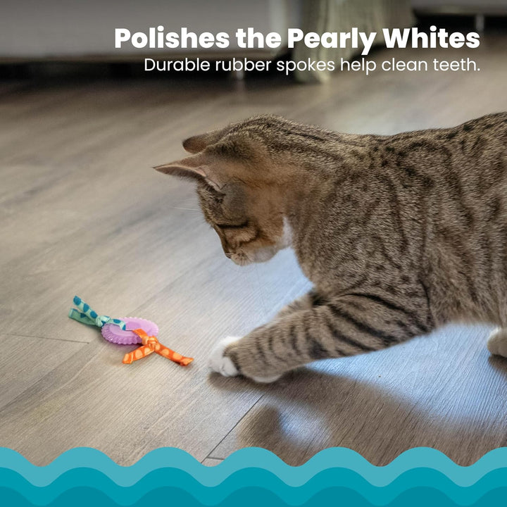 Kitty Chew Wheel, Dental Cat Toy with Catnip Oil, Teeth Cleaning, Healthy Chewing, Boredom Relief, Kicking & Batting for Kittens and Adult Cats, Purple