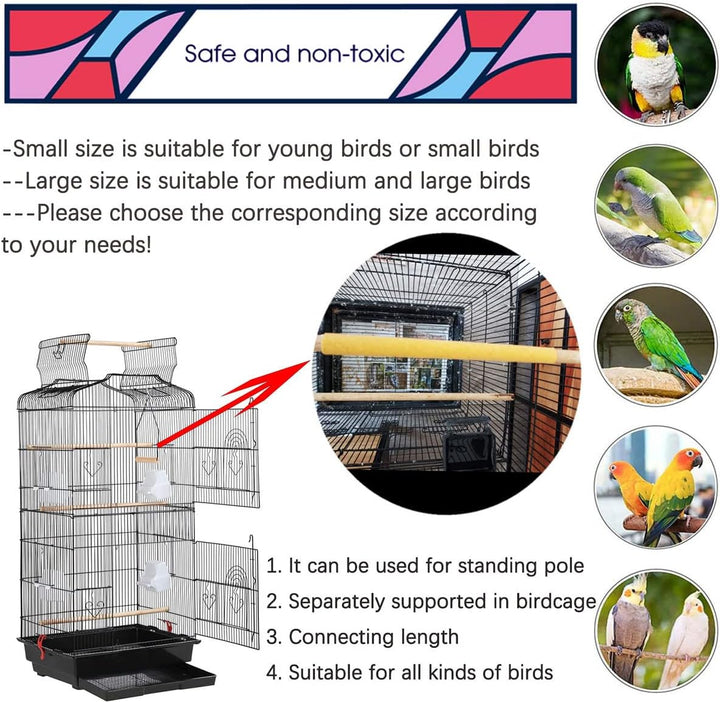 20Pcs Sand Perch Covers for Bird - Bird Perchs Covers 7.5" Long X 3/8" Diameter Bird Perches for Parakeets, Lovebirds, Parrotlets, Canaries and Other Small Birds (Yellow, 20Pcs 7.5" X 0.43")