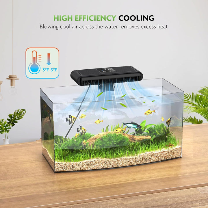 Aquarium Chiller Fan, Fish Tank Cooling Fans Aquarium Cooler with 3 Speed Modes, Water Chiller for Axolotl Tank Accessories Freshwater Saltwater Tanks, 6.4W