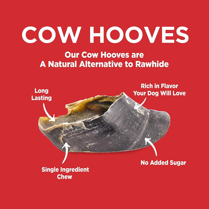 Natural Cow Hooves - 12 Count (Pack of 1) - Single Ingredient, Long-Lasting, Grass-Fed, Promotes Dental Health