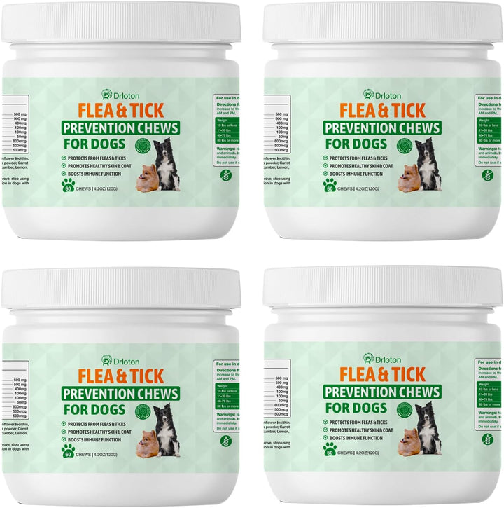 Flea and Tick Prevention for Dogs Chewables - 180 Treats - Natural Dog Flea and Tick Treatment Chewable Supplement for All Breeds & Ages - Soft Chews - Chicken Flavor