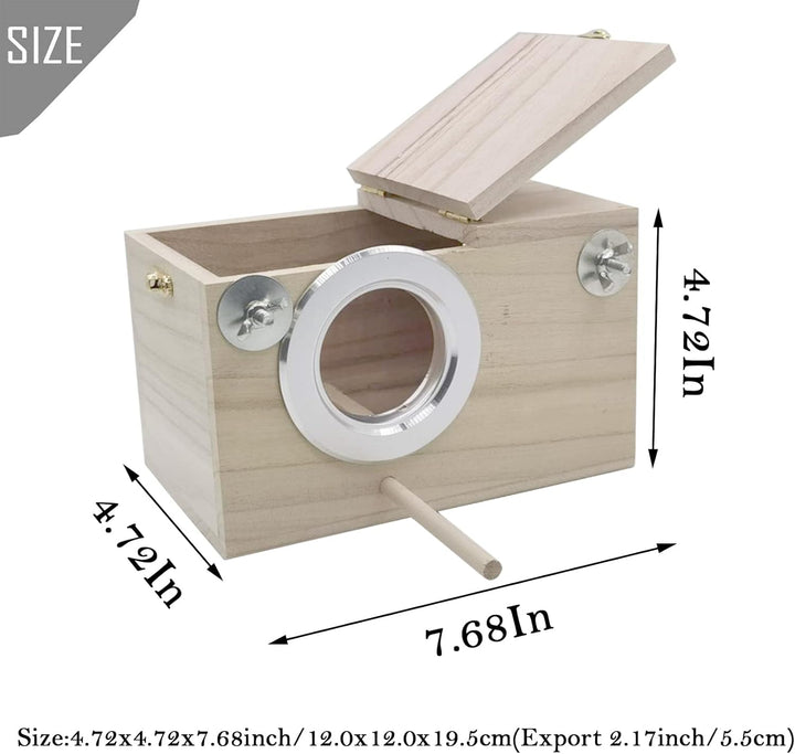 Parakeet Nesting Box Bird House Wood Breeding Box Parrots Mating Box for Lovebirds Budgie Finch Cockatoo Canary and Medium-Sized Birds(S)