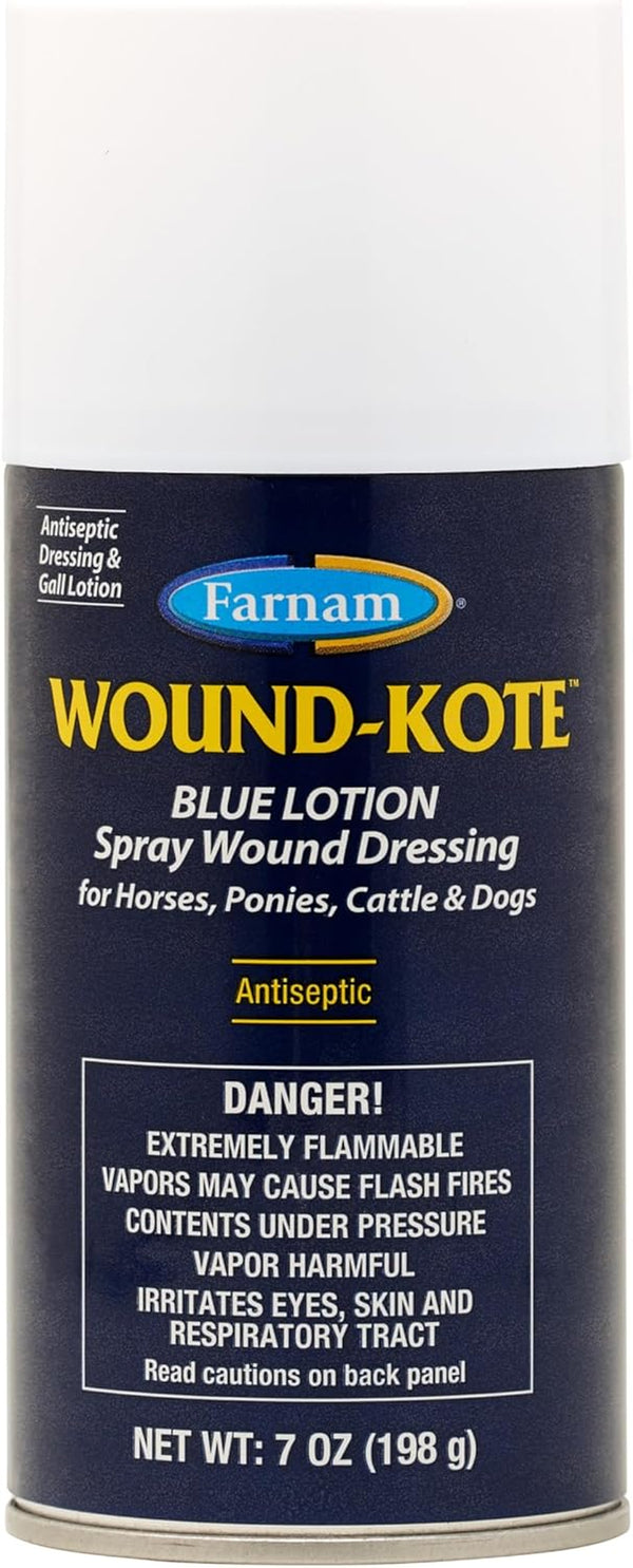 Wound-Kote Blue Lotion Spray Horse Wound Care for Use on Horses and Dogs, Antiseptic Properties, for Minor Wounds, Cuts and Sores, 7 Oz.
