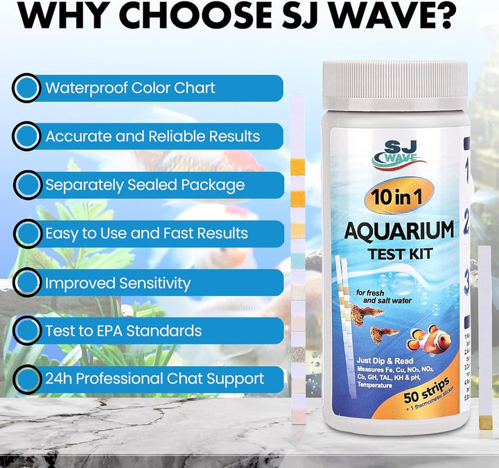 11 in 1 - Aquarium Test Strips | 950 Tests - 150 Strips | Fish Tank Aquariums Water Test Kit & Ebook | Aquarium Thermometer | Fish Tank Water Testing Kit Includes 50 Ammonia Strips | Versatile Usage