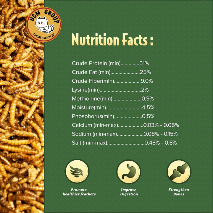 10LB Dried Mealworms for Wild Birds, Chickens, High Protein Organic Chicken Feed, 100% Non-Gmo for Chickens, Ducks, Turtles and Reptiles